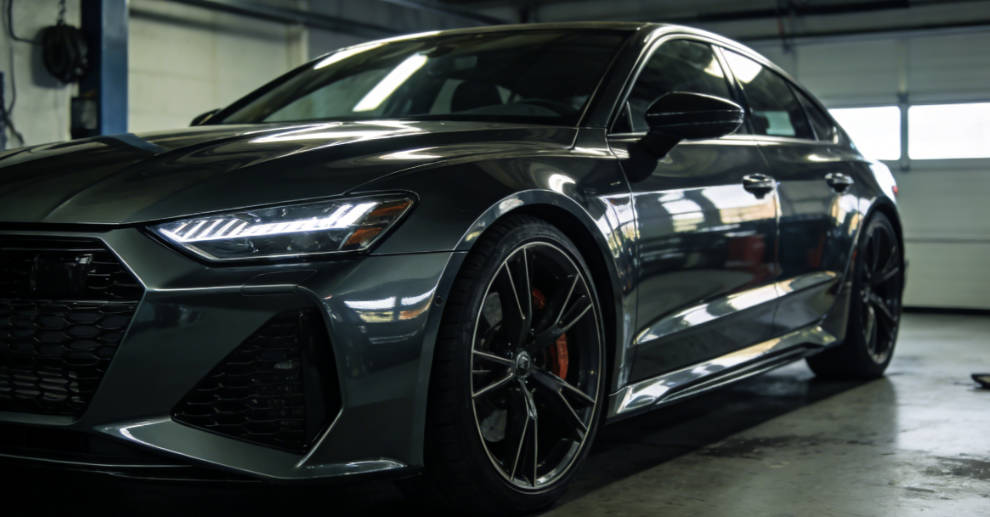 Clean shiny car in garage